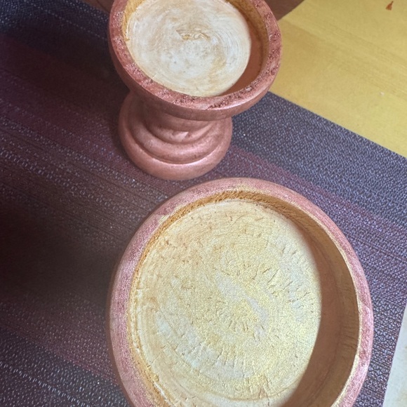 Elegant Wooden Candle Holders - coppery Brown - Picture 2 of 3